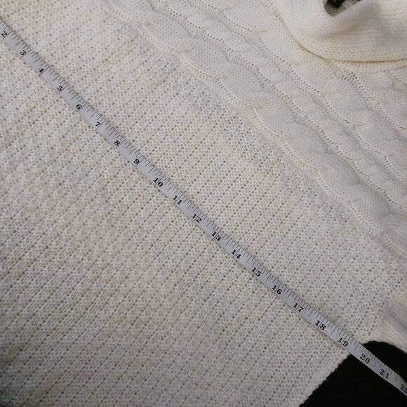 Apostrophe Short Sleeve Loose-Knit Cowlneck Sweater Dress, Cream/Ivory Color, XL - Picture 13 of 14